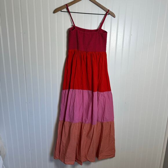 LOFT Multi-Color Color Block Maxi Dress 100% Cotton Women’s Size Medium Petite - Picture 3 of 5